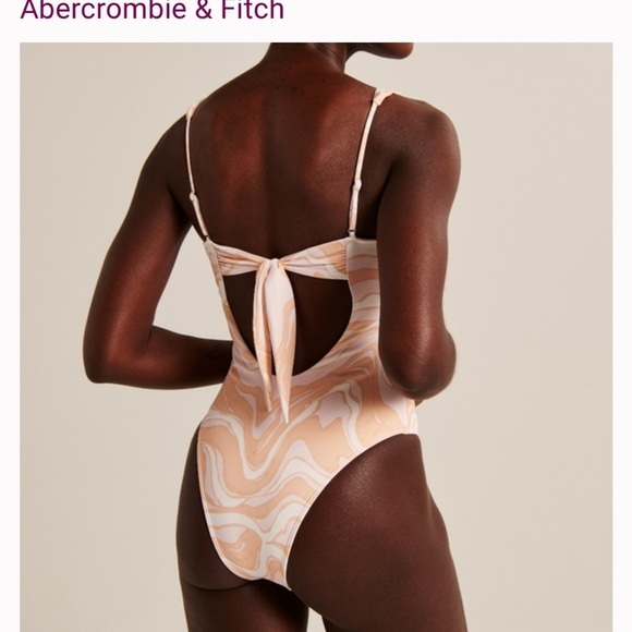 Abercrombie & Fitch Other - Abercrombie & Fitch Peach Swirl Pleated Strap Underwire One Piece Swimsuit